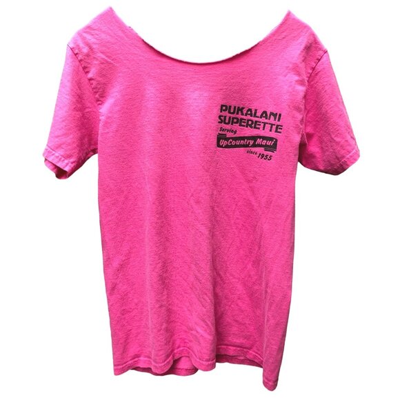 Unknown Tops - Altered Pukalani Superette Puk Sup Maui Hawaii Tee Shirt in Pink Womens Size S